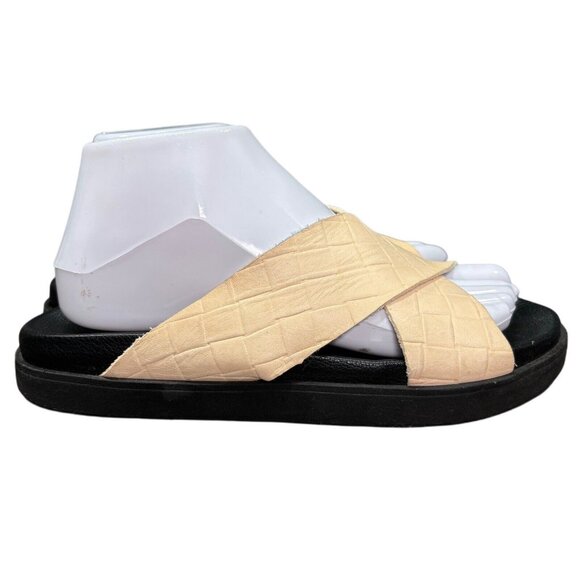 Yokono Leather Sock Slide Comfort Sandals Beige Off White Sz 38 Slip On - Picture 3 of 5